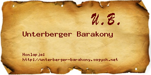 Unterberger Barakony névjegykártya